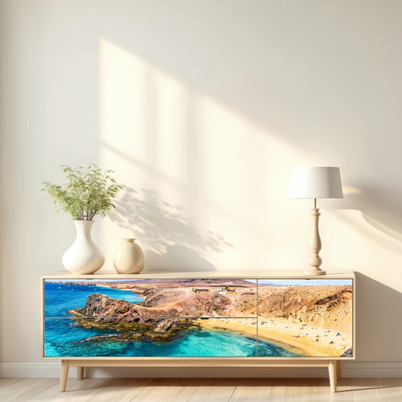 Repositionierbarer Aufkleber türkisbucht bei Papagayo – Wallnifity® Repositionierbarer Aufkleber türkisbucht bei Papagayo – Wallnifity®