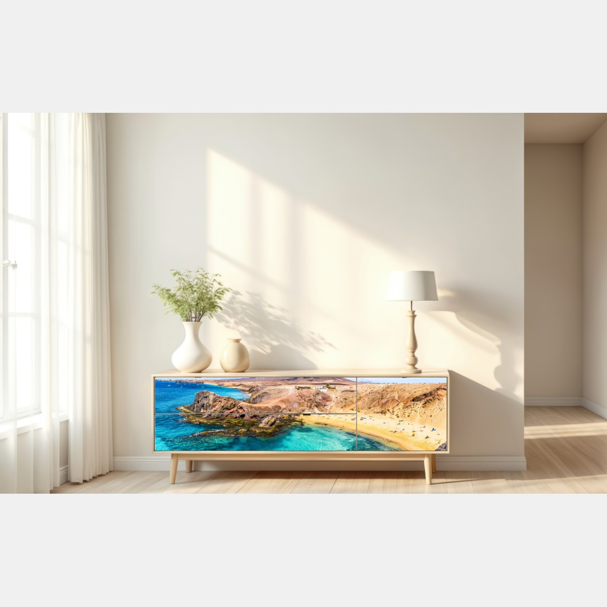 Repositionierbarer Aufkleber türkisbucht bei Papagayo – Wallnifity® Repositionierbarer Aufkleber türkisbucht bei Papagayo – Wallnifity®
