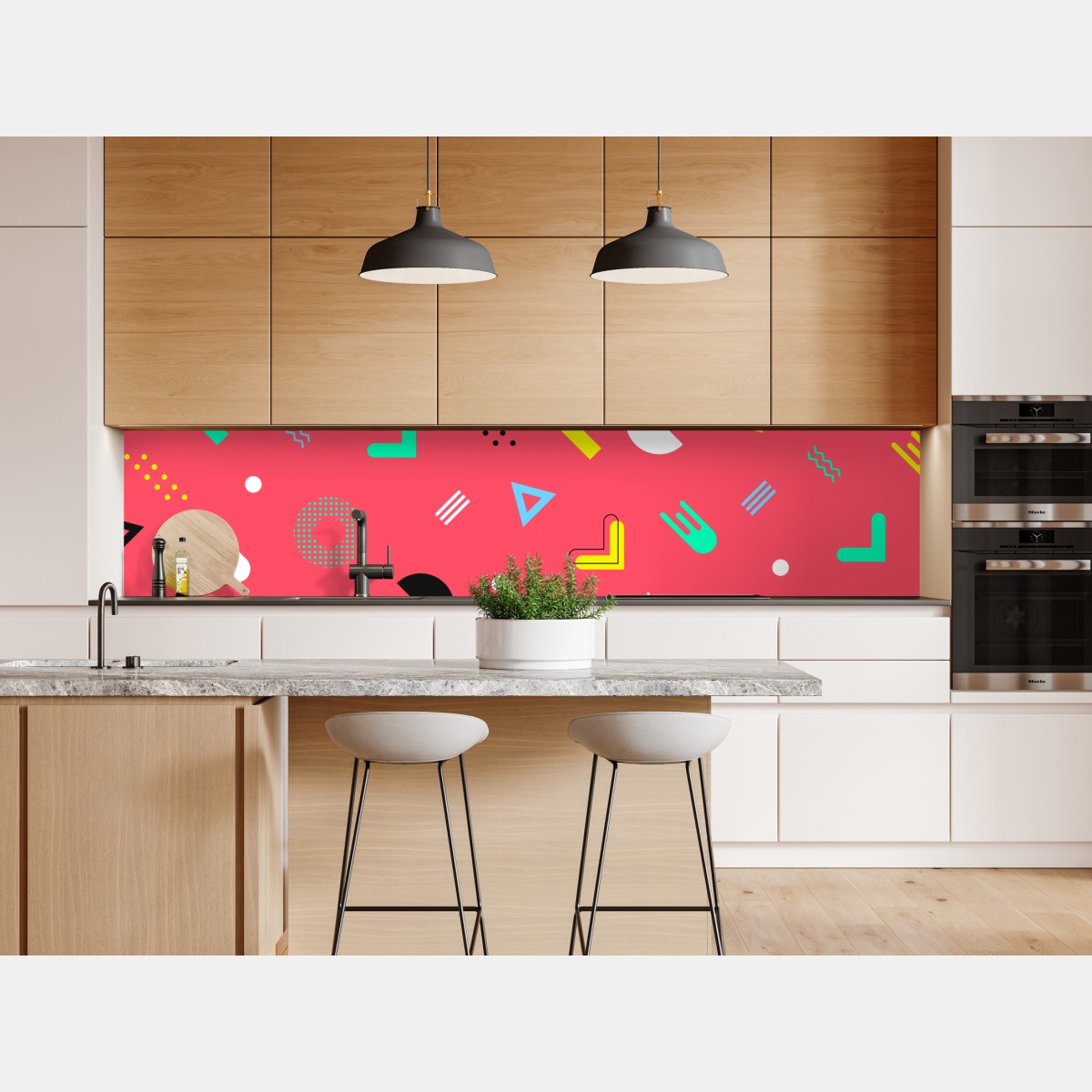 Repositionierbarer Aufkleber leuchtendes memphis geometrisches muster – Wallnifity® Repositionierbarer Aufkleber leuchtendes memphis geometrisches muster – Wallnifity®