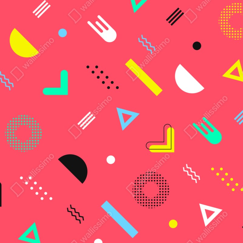 Repositionierbarer Aufkleber leuchtendes memphis geometrisches muster – Wallnifity® Repositionierbarer Aufkleber leuchtendes memphis geometrisches muster – Wallnifity®