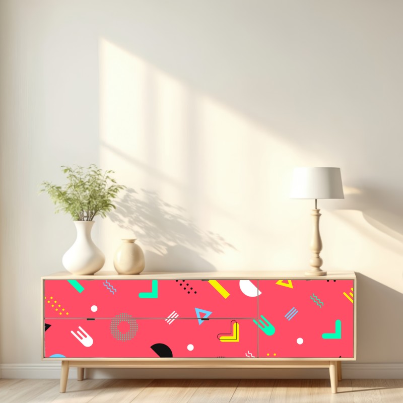 Repositionierbarer Aufkleber leuchtendes memphis geometrisches muster – Wallnifity® Repositionierbarer Aufkleber leuchtendes memphis geometrisches muster – Wallnifity®