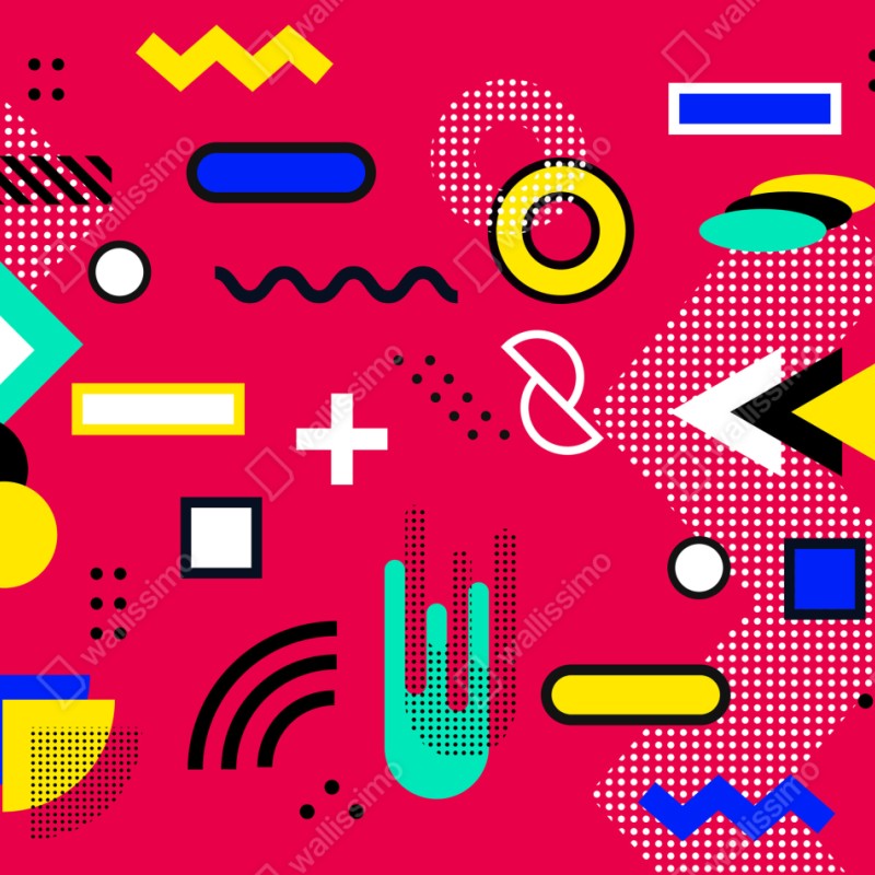 Repositionierbarer Aufkleber lebhaftes geometrisches pop-muster – Wallnifity® Repositionierbarer Aufkleber lebhaftes geometrisches pop-muster – Wallnifity®
