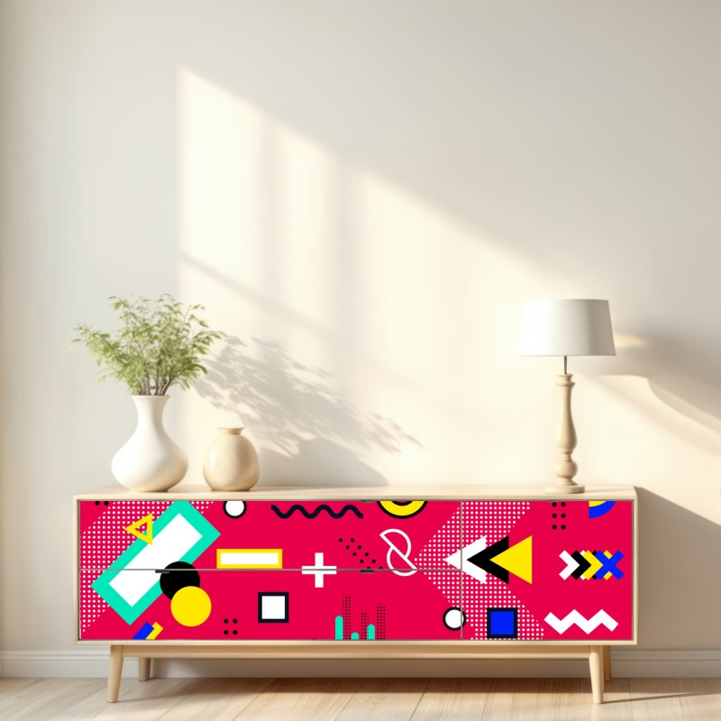 Repositionierbarer Aufkleber lebhaftes geometrisches pop-muster – Wallnifity® Repositionierbarer Aufkleber lebhaftes geometrisches pop-muster – Wallnifity®
