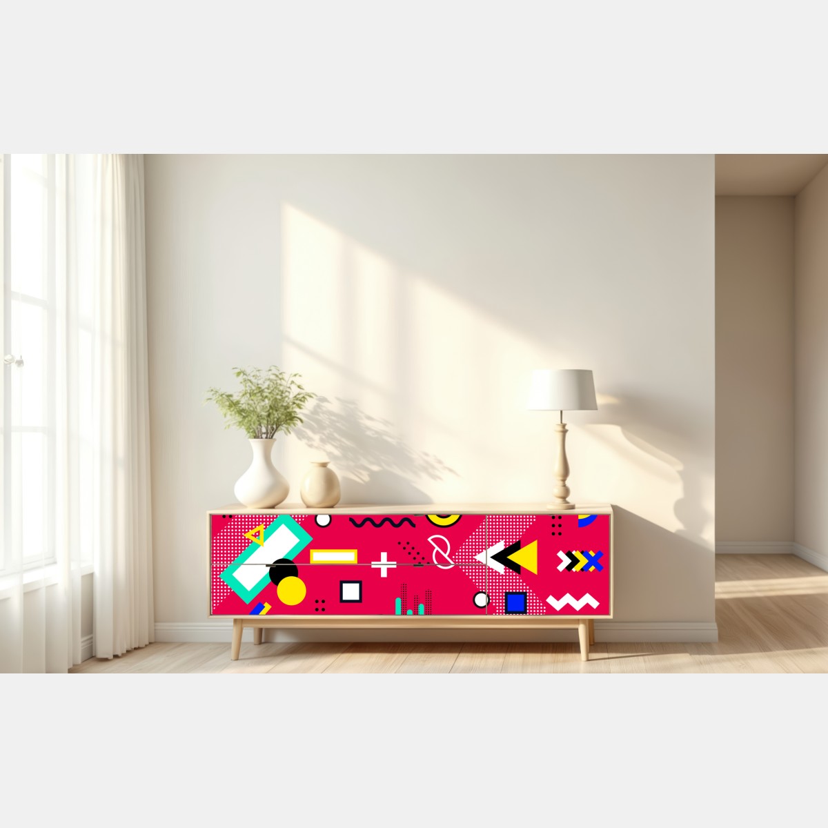 Repositionierbarer Aufkleber lebhaftes geometrisches pop-muster – Wallnifity® Repositionierbarer Aufkleber lebhaftes geometrisches pop-muster – Wallnifity®