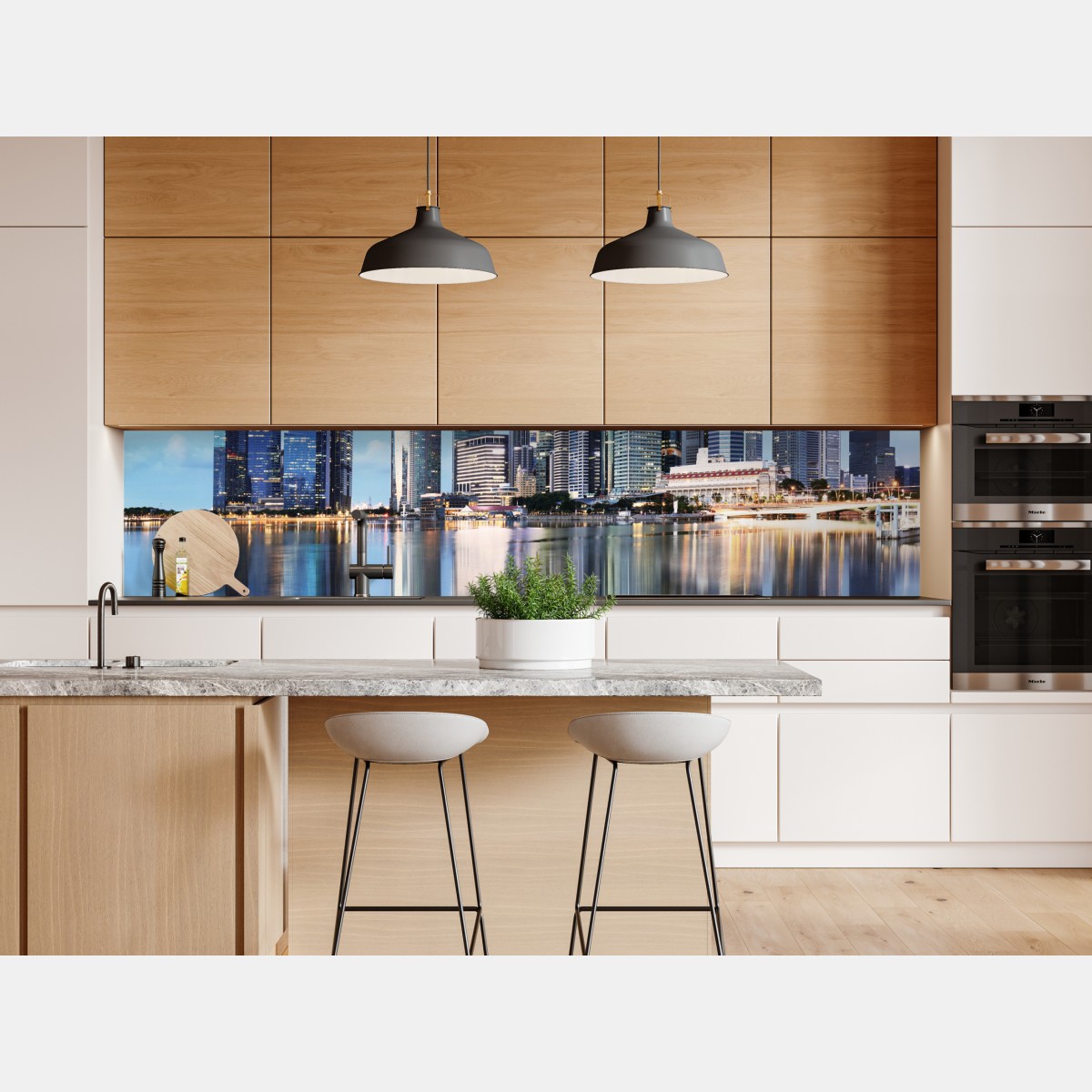 Repositionierbarer Aufkleber moderne stadtskyline gespiegelt im wasser – Wallnifity® Repositionierbarer Aufkleber moderne stadtskyline gespiegelt im wasser – Wallnifity®