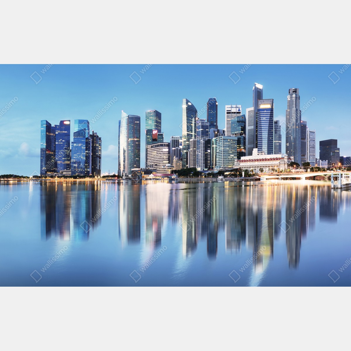 Repositionierbarer Aufkleber moderne stadtskyline gespiegelt im wasser – Wallnifity® Repositionierbarer Aufkleber moderne stadtskyline gespiegelt im wasser – Wallnifity®