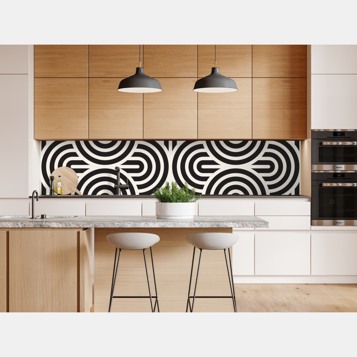 Repositionierbarer Aufkleber schwarz-weiß geometrisches muster – Wallnifity® Repositionierbarer Aufkleber schwarz-weiß geometrisches muster – Wallnifity®