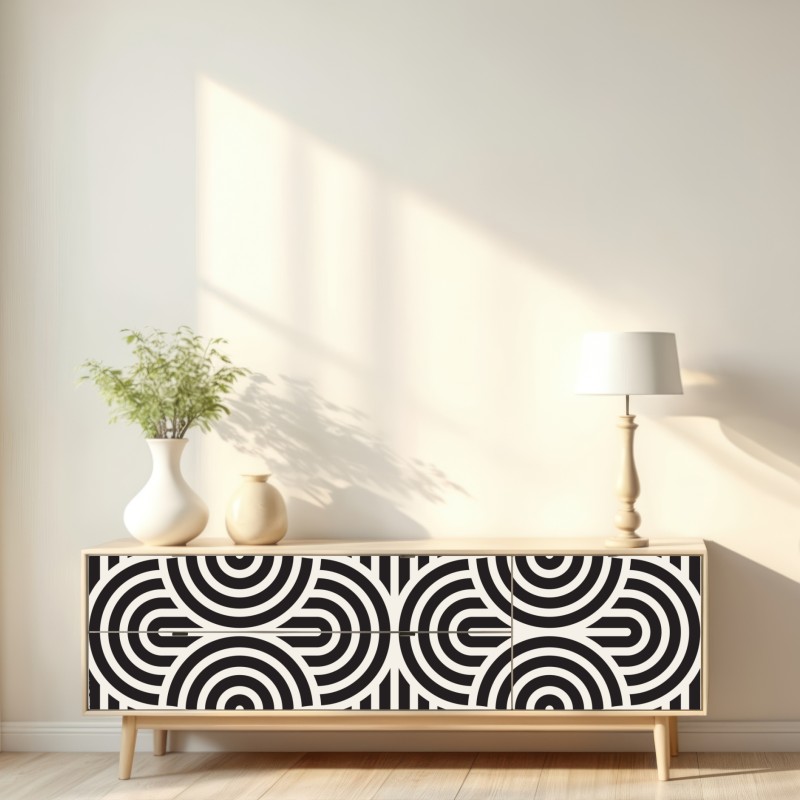 Repositionierbarer Aufkleber schwarz-weiß geometrisches muster – Wallnifity® Repositionierbarer Aufkleber schwarz-weiß geometrisches muster – Wallnifity®