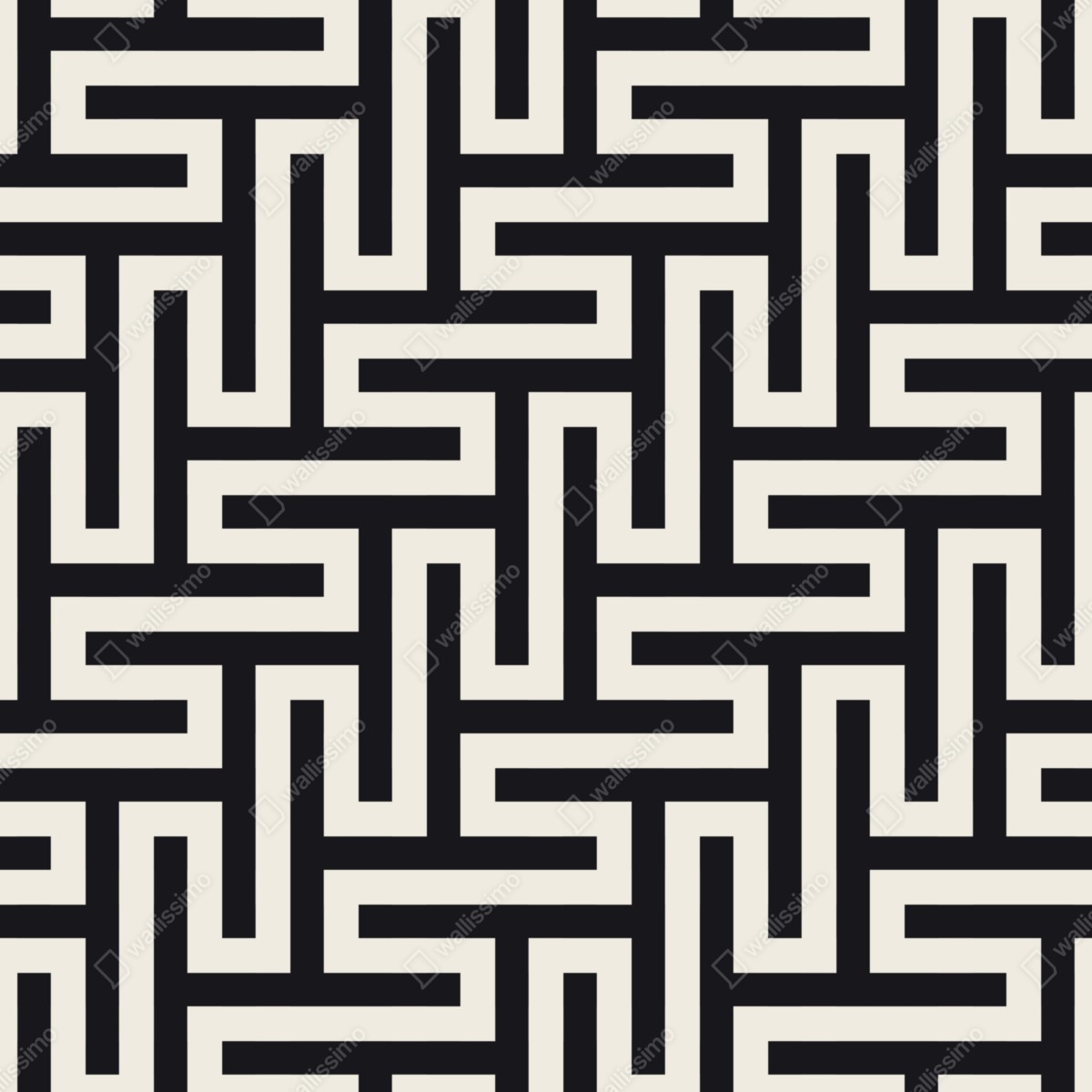 Repositionierbarer Aufkleber geometrisches labyrinthmuster in beige und schwarz – Wallnifity® Repositionierbarer Aufkleber geometrisches labyrinthmuster in beige und schwarz – Wallnifity®