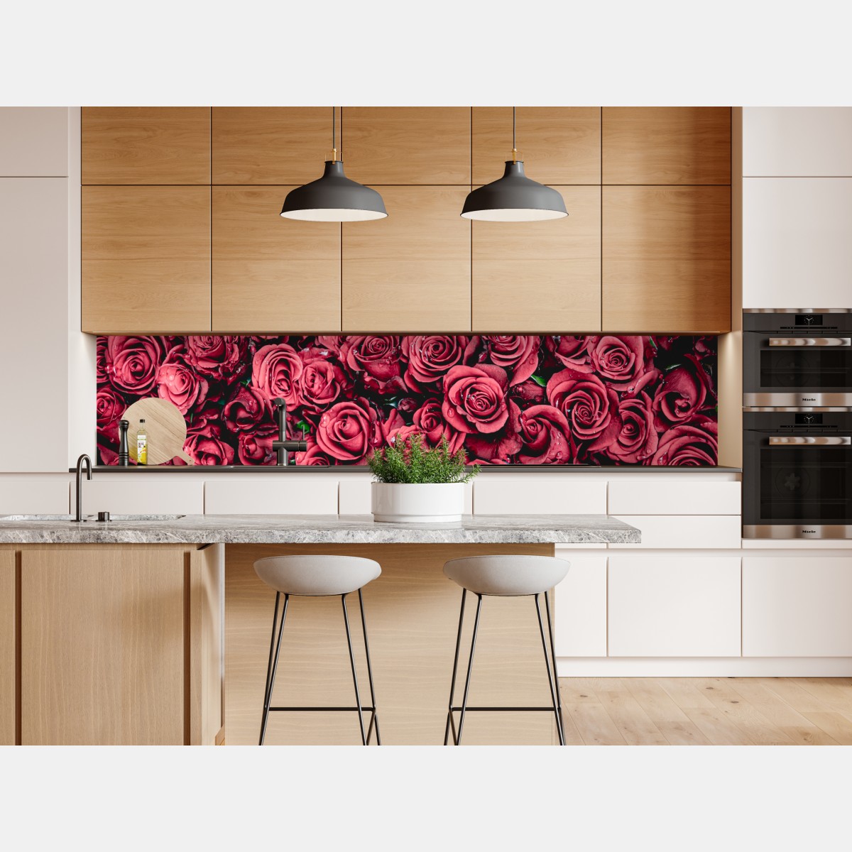 Repositionierbarer Aufkleber pralle rote rosen wandbild – Wallnifity® Repositionierbarer Aufkleber pralle rote rosen wandbild – Wallnifity®