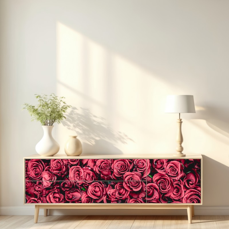 Repositionierbarer Aufkleber pralle rote rosen wandbild – Wallnifity® Repositionierbarer Aufkleber pralle rote rosen wandbild – Wallnifity®