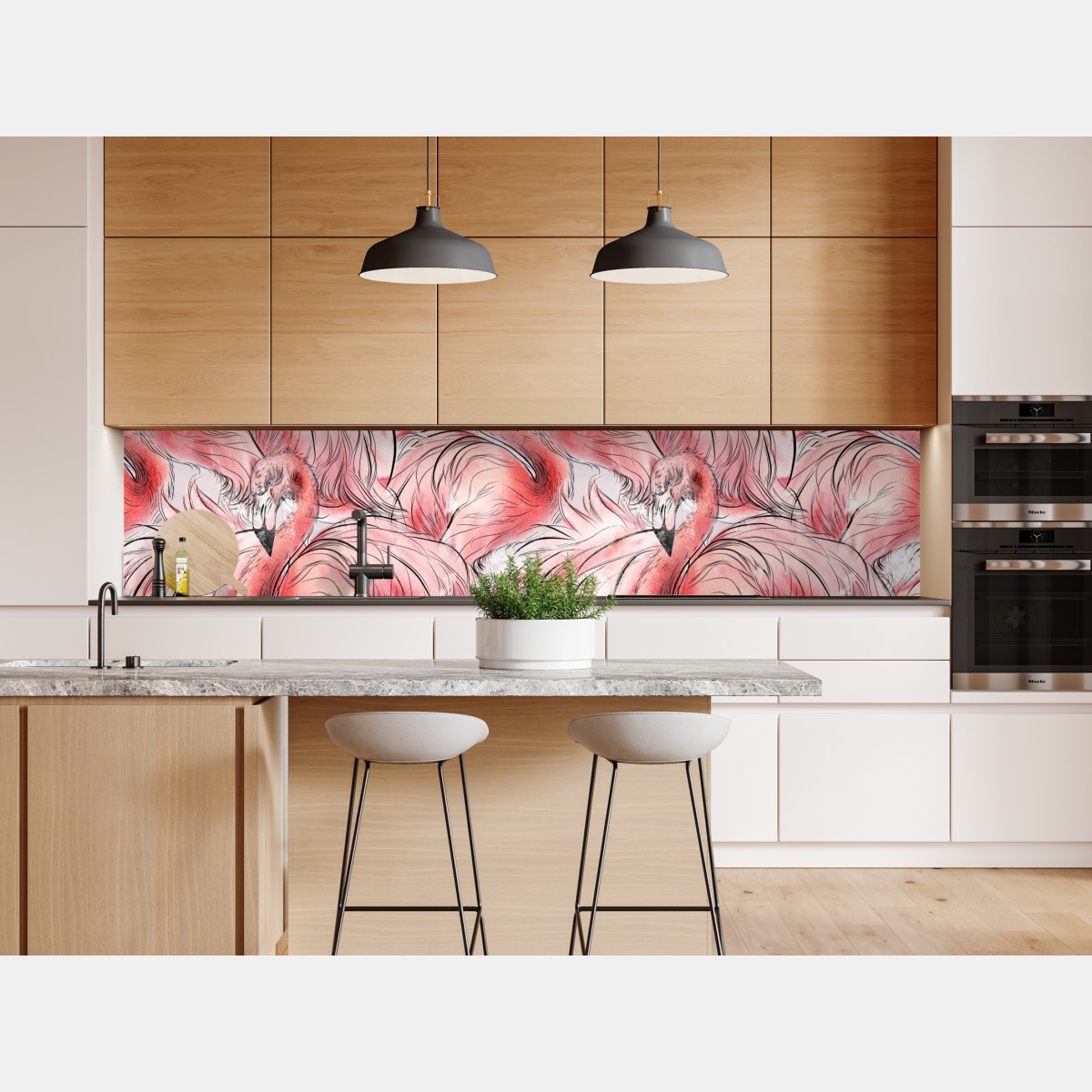 Repositionierbarer Aufkleber aquarell flamingo nahtloses muster – Wallnifity® Repositionierbarer Aufkleber aquarell flamingo nahtloses muster – Wallnifity®