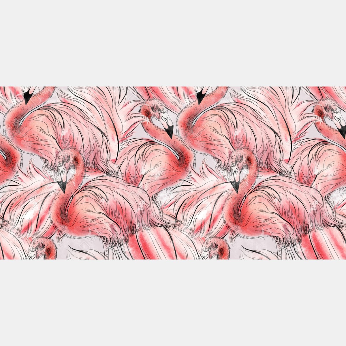 Repositionierbarer Aufkleber aquarell flamingo nahtloses muster – Wallnifity® Repositionierbarer Aufkleber aquarell flamingo nahtloses muster – Wallnifity®