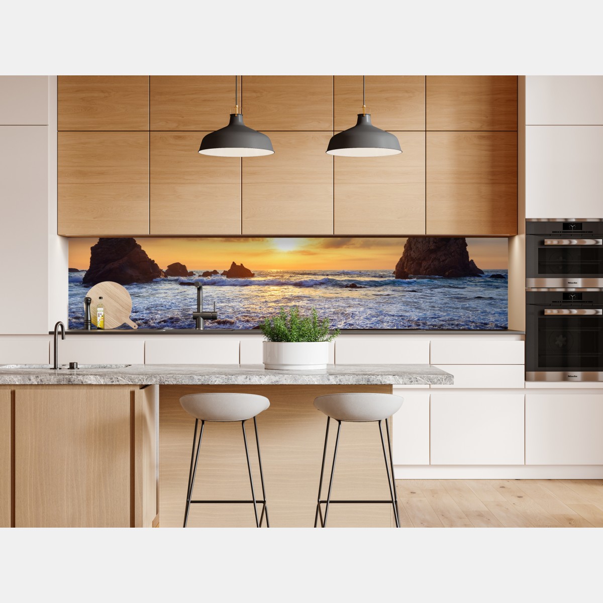 Repositionierbarer Aufkleber sonnenuntergang an der felsigen küste – Wallnifity® Repositionierbarer Aufkleber sonnenuntergang an der felsigen küste – Wallnifity®