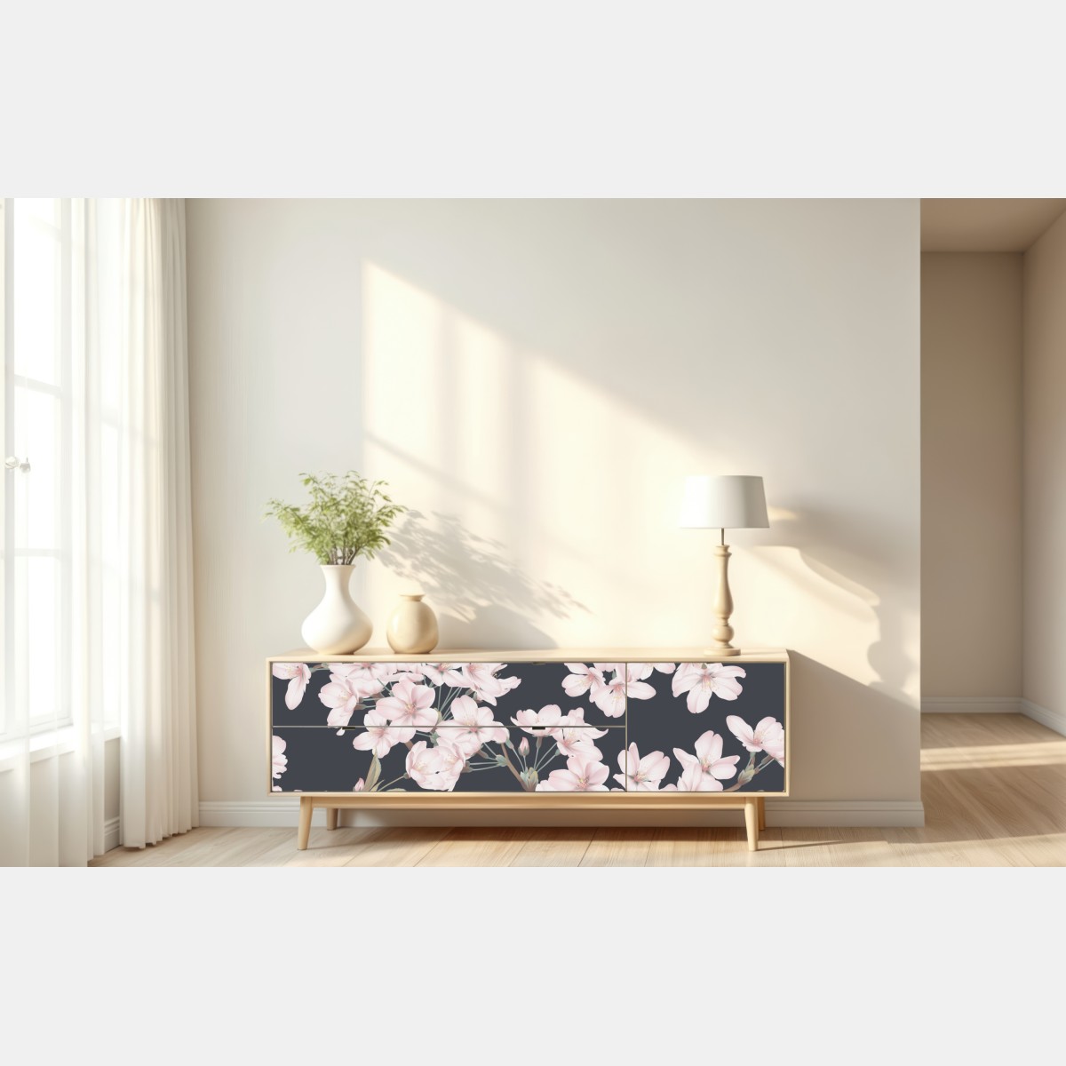 Repositionierbarer Aufkleber zartes kirschblütenmuster – Wallnifity® Repositionierbarer Aufkleber zartes kirschblütenmuster – Wallnifity®