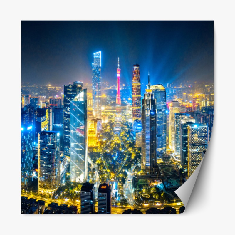 Repositionierbarer Aufkleber goldener sonnenuntergang über der skyline von New York – Wallnifity®