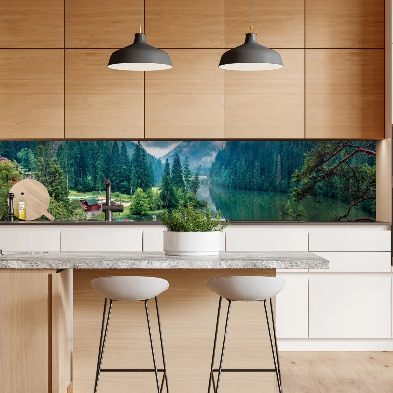 Repositionierbarer Aufkleber nebliger morgen am Lacu Rosu – Wallnifity® Repositionierbarer Aufkleber nebliger morgen am Lacu Rosu – Wallnifity®