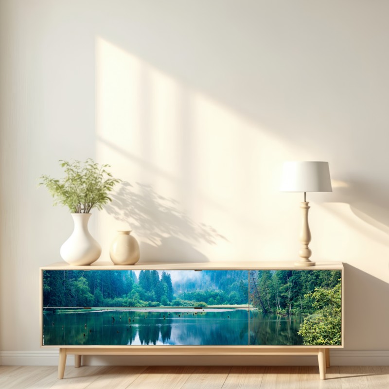 Repositionierbarer Aufkleber nebliger morgen am see Lacu Rosu, Rumänien – Wallnifity® Repositionierbarer Aufkleber nebliger morgen am see Lacu Rosu, Rumänien – Wallnifity®