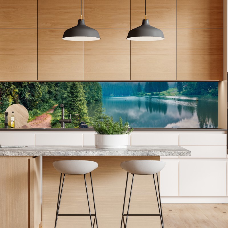 Repositionierbarer Aufkleber verzauberter grüner waldbach – Wallnifity®