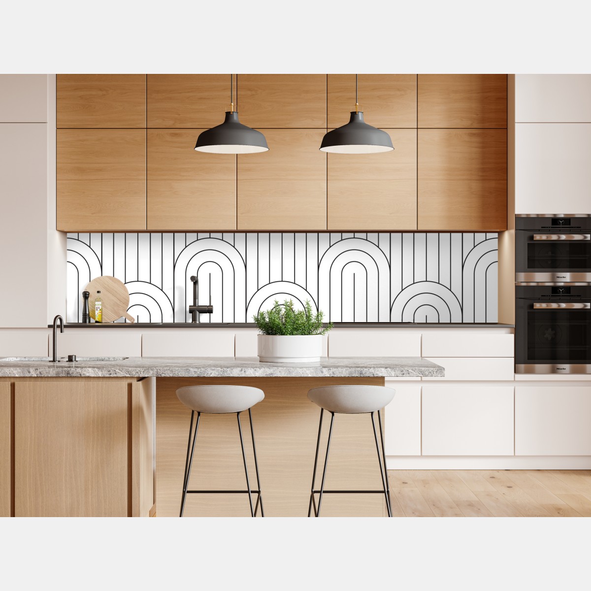 Repositionierbarer Aufkleber monochromes bogenmuster – Wallnifity® Repositionierbarer Aufkleber monochromes bogenmuster – Wallnifity®