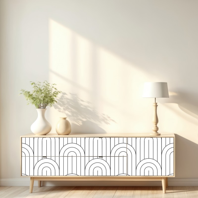 Repositionierbarer Aufkleber monochromes bogenmuster – Wallnifity® Repositionierbarer Aufkleber monochromes bogenmuster – Wallnifity®