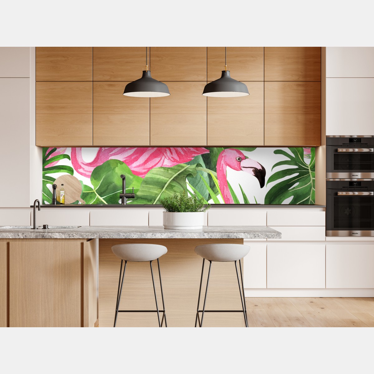 Repositionierbarer Aufkleber rosa flamingos tropisches aquarellmuster – Wallnifity® Repositionierbarer Aufkleber rosa flamingos tropisches aquarellmuster – Wallnifity®