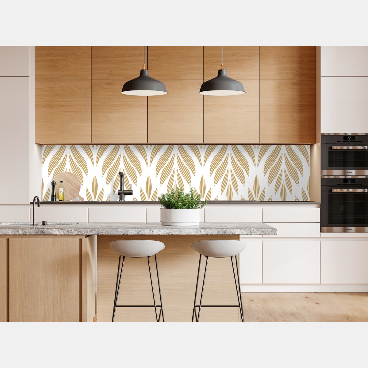 Repositionierbarer Aufkleber goldenes blattmuster nahtloses design – Wallnifity® Repositionierbarer Aufkleber goldenes blattmuster nahtloses design – Wallnifity®