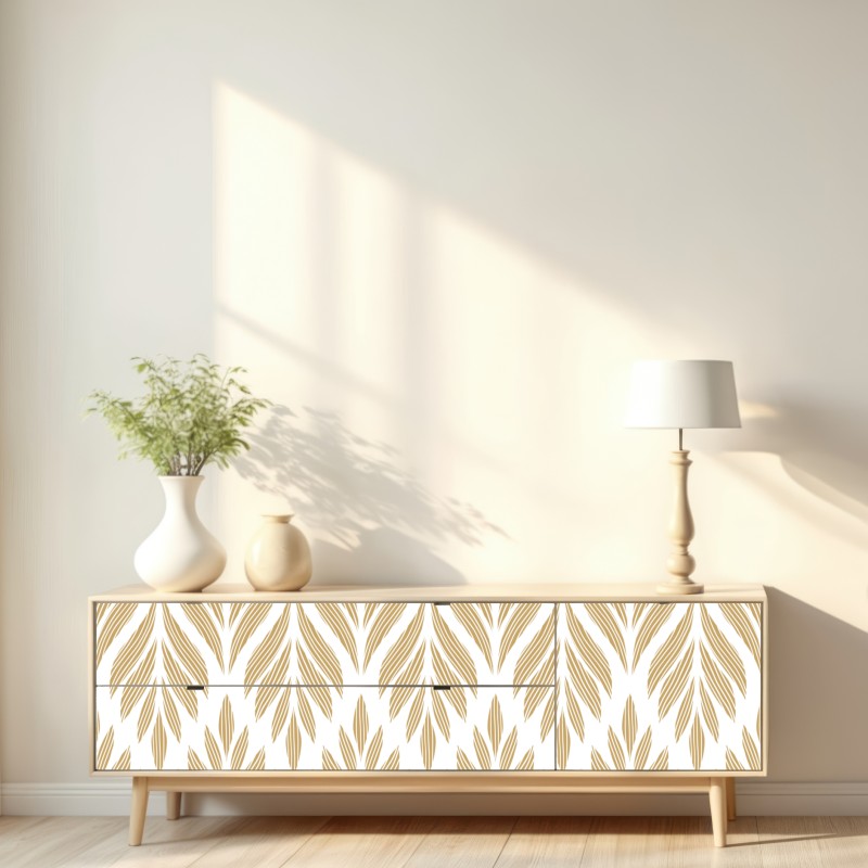 Repositionierbarer Aufkleber goldenes blattmuster nahtloses design – Wallnifity® Repositionierbarer Aufkleber goldenes blattmuster nahtloses design – Wallnifity®