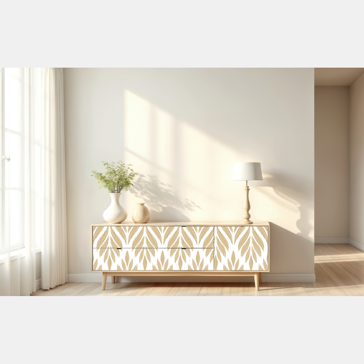 Repositionierbarer Aufkleber goldenes blattmuster nahtloses design – Wallnifity® Repositionierbarer Aufkleber goldenes blattmuster nahtloses design – Wallnifity®