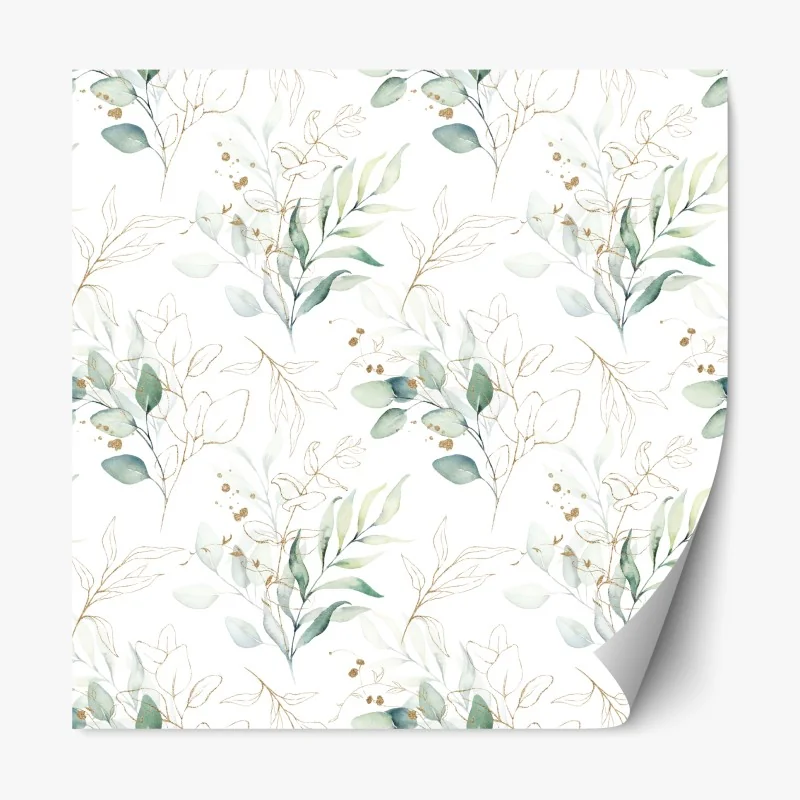 Repositionierbarer Aufkleber sanftes eukalyptus aquarellmuster – Wallnifity® Repositionierbarer Aufkleber sanftes eukalyptus aquarellmuster – Wallnifity®