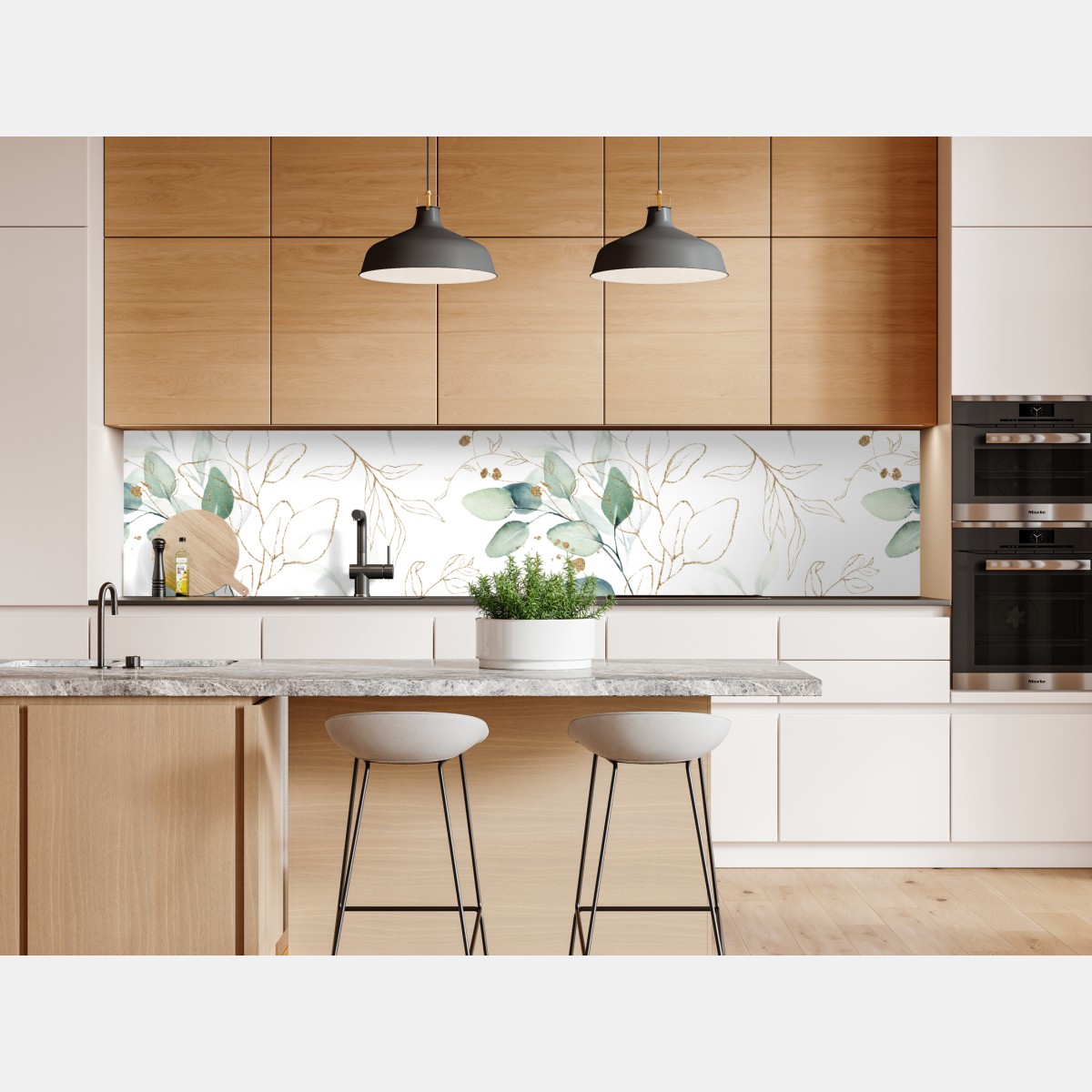 Repositionierbarer Aufkleber sanftes eukalyptus aquarellmuster – Wallnifity® Repositionierbarer Aufkleber sanftes eukalyptus aquarellmuster – Wallnifity®
