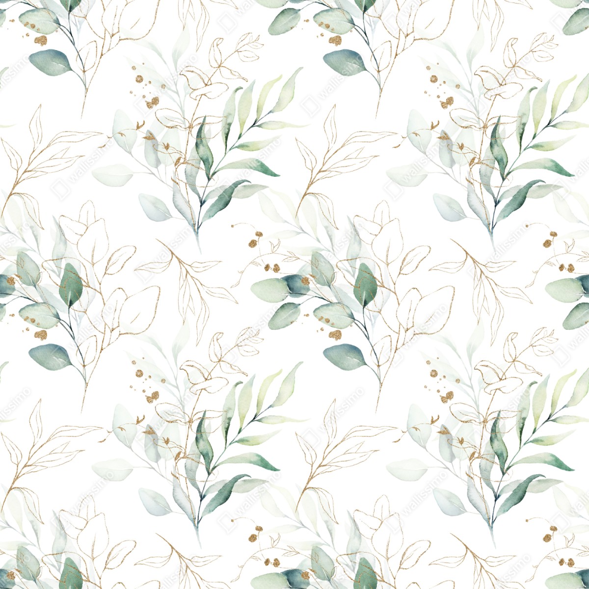Repositionierbarer Aufkleber sanftes eukalyptus aquarellmuster – Wallnifity® Repositionierbarer Aufkleber sanftes eukalyptus aquarellmuster – Wallnifity®