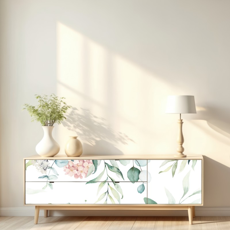 Repositionierbarer Aufkleber zarter aquarellblumenstrauß – Wallnifity® Repositionierbarer Aufkleber zarter aquarellblumenstrauß – Wallnifity®