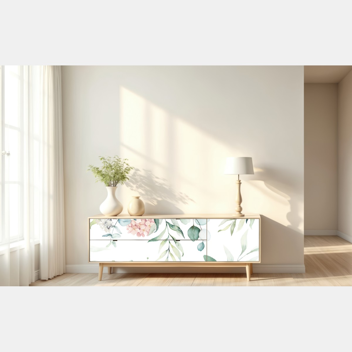 Repositionierbarer Aufkleber zarter aquarellblumenstrauß – Wallnifity® Repositionierbarer Aufkleber zarter aquarellblumenstrauß – Wallnifity®