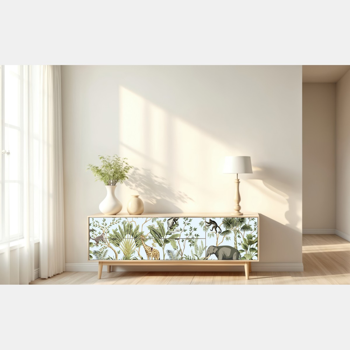 Repositionierbarer Aufkleber tropischer dschungel mit tieren – Wallnifity® Repositionierbarer Aufkleber tropischer dschungel mit tieren – Wallnifity®