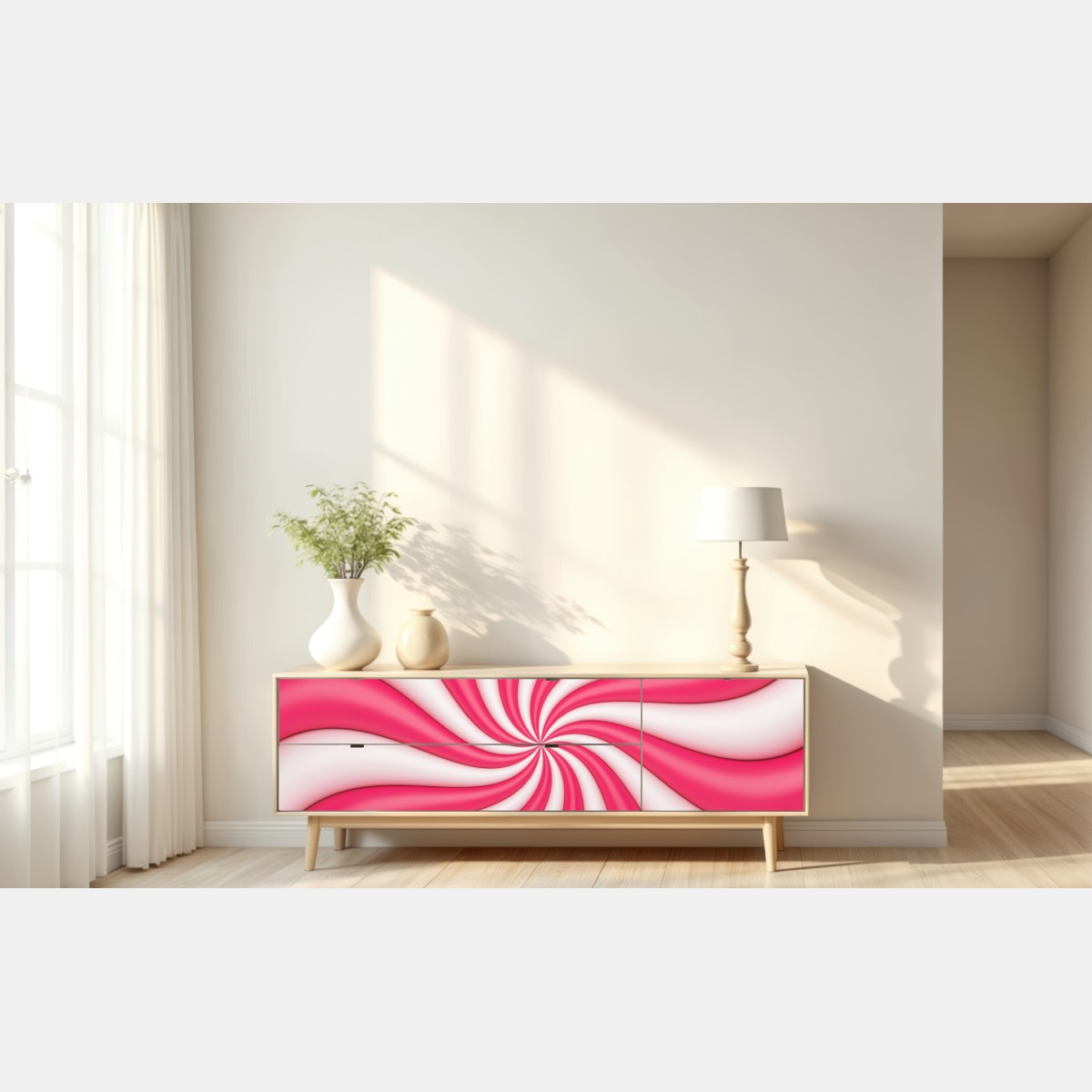 Repositionierbarer Aufkleber rosa bonbonspirale – Wallnifity® Repositionierbarer Aufkleber rosa bonbonspirale – Wallnifity®