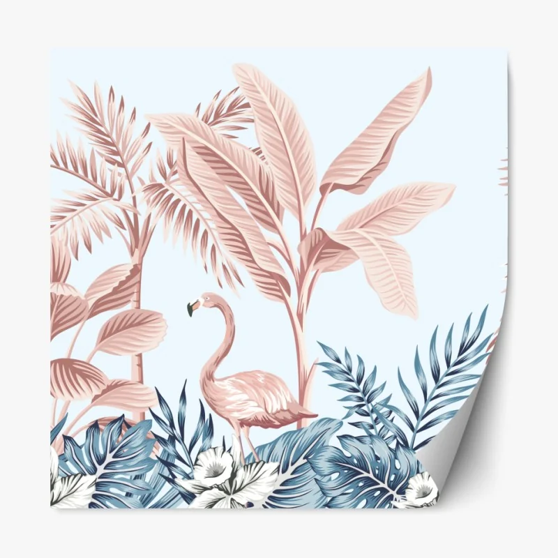 Repositionierbarer Aufkleber pastell tropischer flamingo garten – Wallnifity® Repositionierbarer Aufkleber pastell tropischer flamingo garten – Wallnifity®