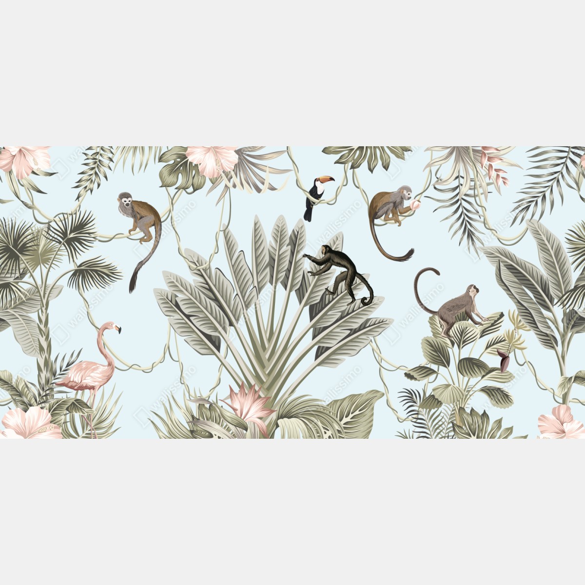 Repositionierbarer Aufkleber pastell dschungel tier muster – Wallnifity® Repositionierbarer Aufkleber pastell dschungel tier muster – Wallnifity®