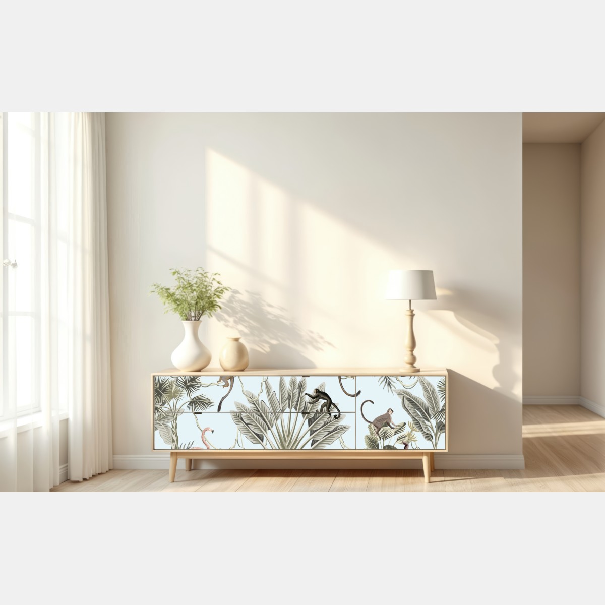 Repositionierbarer Aufkleber pastell dschungel tier muster – Wallnifity® Repositionierbarer Aufkleber pastell dschungel tier muster – Wallnifity®
