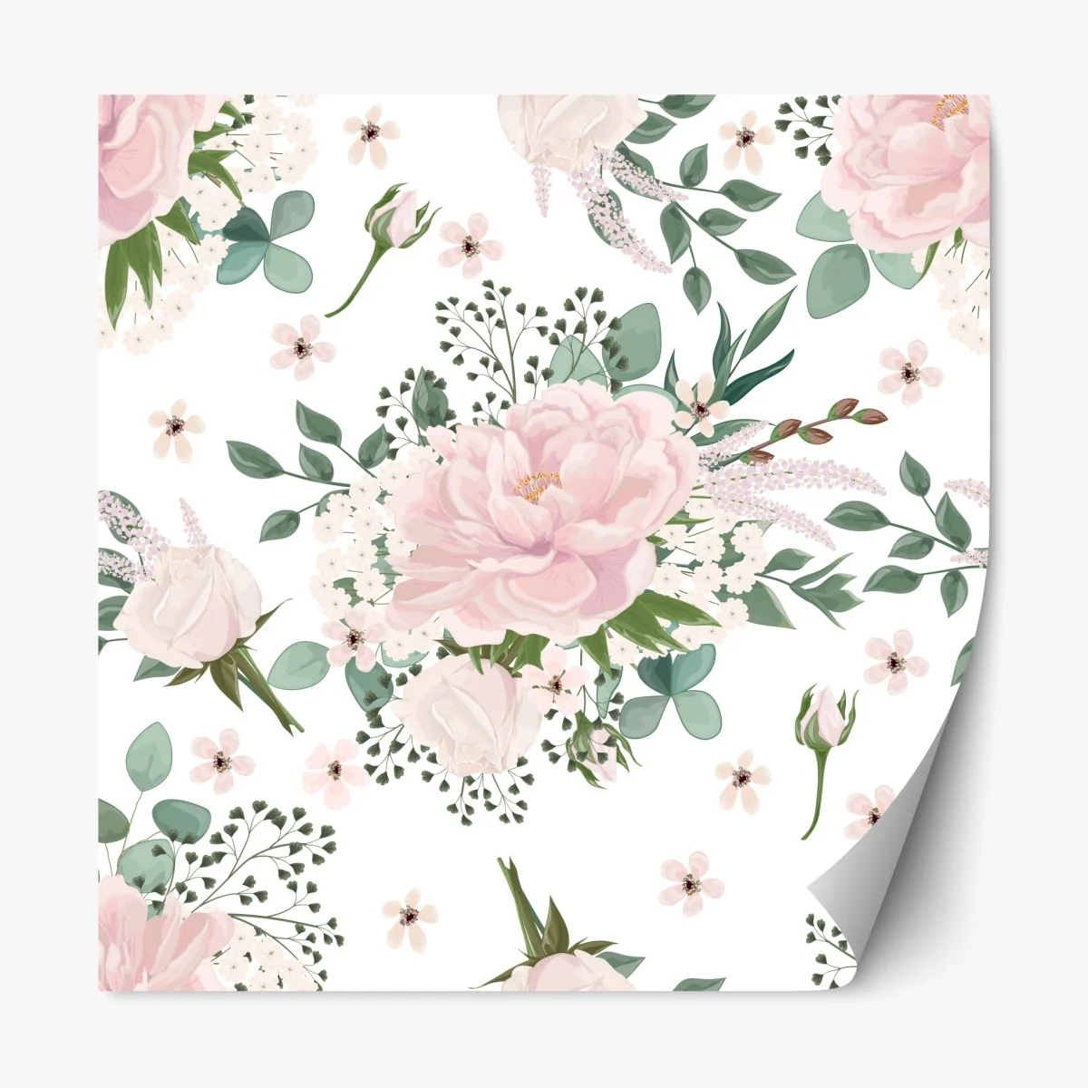 Repositionierbarer Aufkleber zartes rosa pfingstrosenmuster – Wallnifity® Repositionierbarer Aufkleber zartes rosa pfingstrosenmuster – Wallnifity®