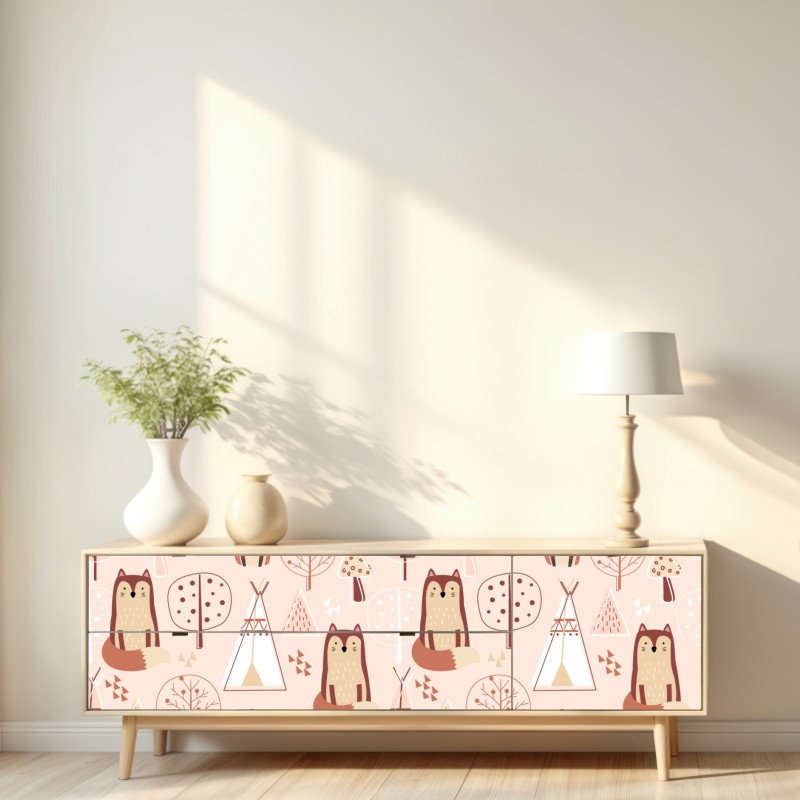 Repositionierbarer Aufkleber waldfüchse muster für kinderzimmer – Wallnifity® Repositionierbarer Aufkleber waldfüchse muster für kinderzimmer – Wallnifity®