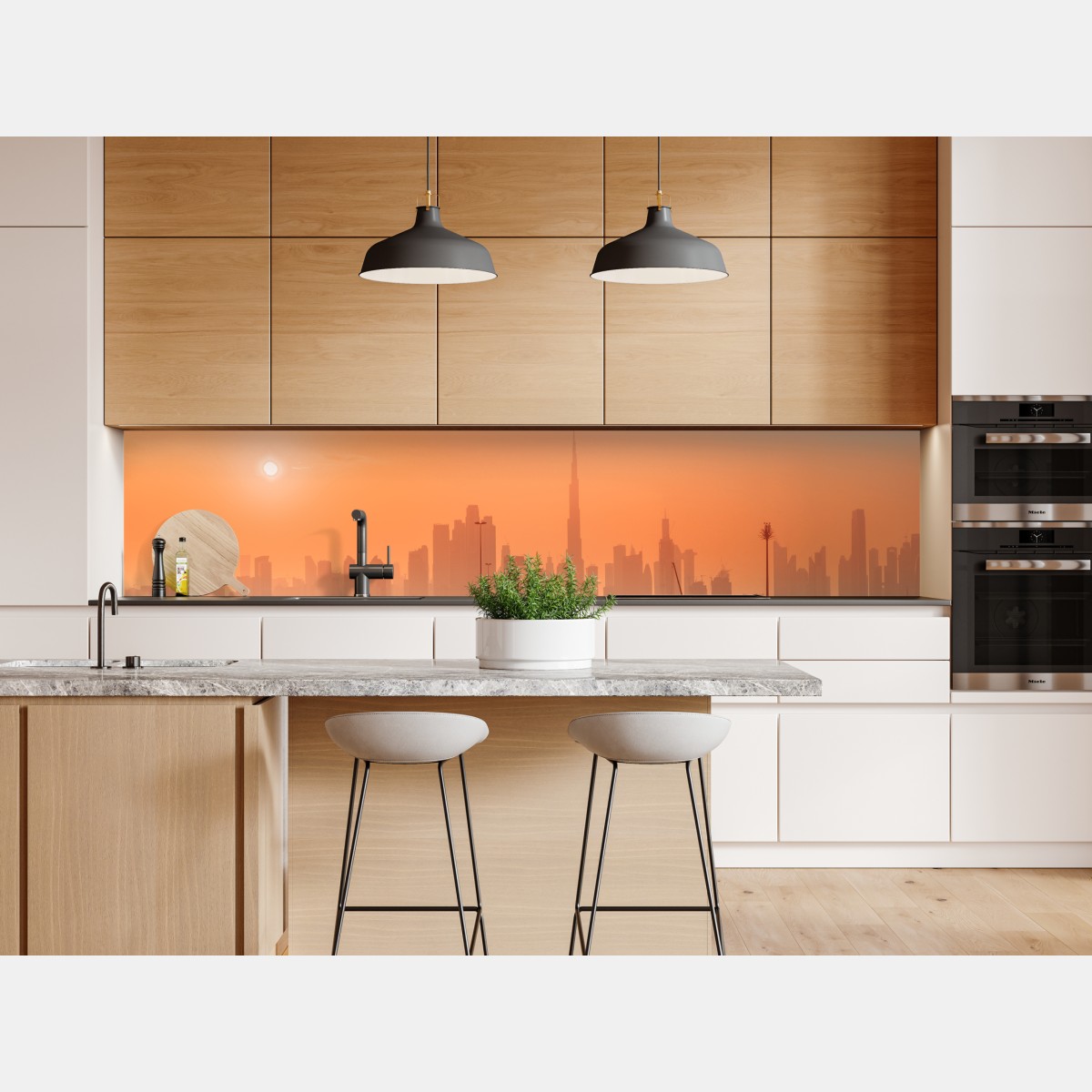 Repositionierbarer Aufkleber Dubai skyline bei sonnenaufgang – Wallnifity® Repositionierbarer Aufkleber Dubai skyline bei sonnenaufgang – Wallnifity®