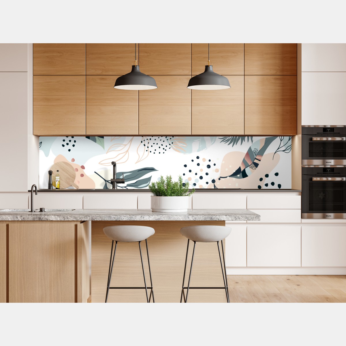 Repositionierbarer Aufkleber pastellfarbenes botanisches abstraktes muster – Wallnifity® Repositionierbarer Aufkleber pastellfarbenes botanisches abstraktes muster – Wallnifity®