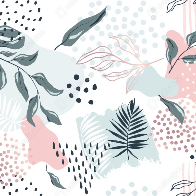 Repositionierbarer Aufkleber pastellfarbenes botanisches abstraktes muster – Wallnifity® Repositionierbarer Aufkleber pastellfarbenes botanisches abstraktes muster – Wallnifity®
