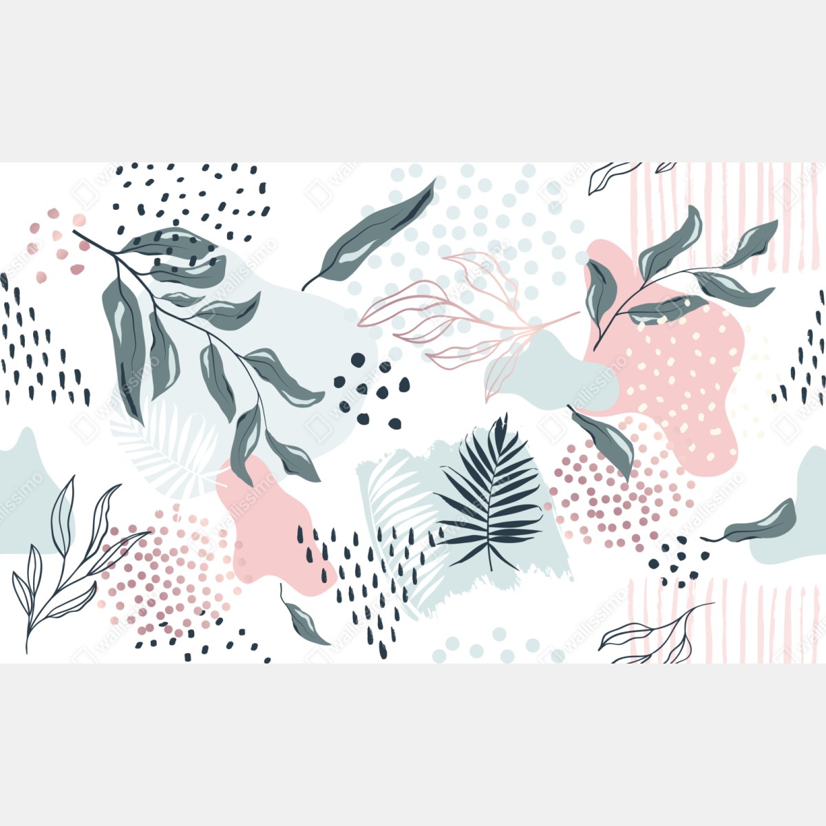 Repositionierbarer Aufkleber pastellfarbenes botanisches abstraktes muster – Wallnifity® Repositionierbarer Aufkleber pastellfarbenes botanisches abstraktes muster – Wallnifity®