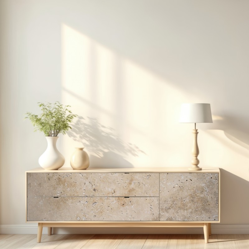 Repositionierbarer Aufkleber beige travertin steinstruktur – Wallnifity® Repositionierbarer Aufkleber beige travertin steinstruktur – Wallnifity®