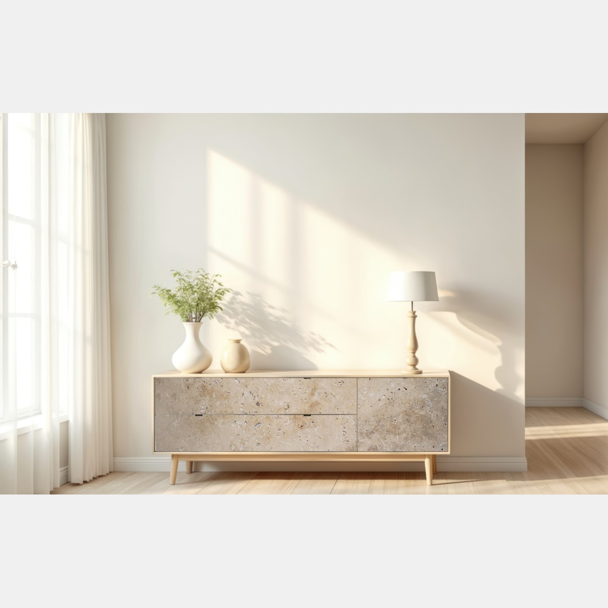Repositionierbarer Aufkleber beige travertin steinstruktur – Wallnifity® Repositionierbarer Aufkleber beige travertin steinstruktur – Wallnifity®