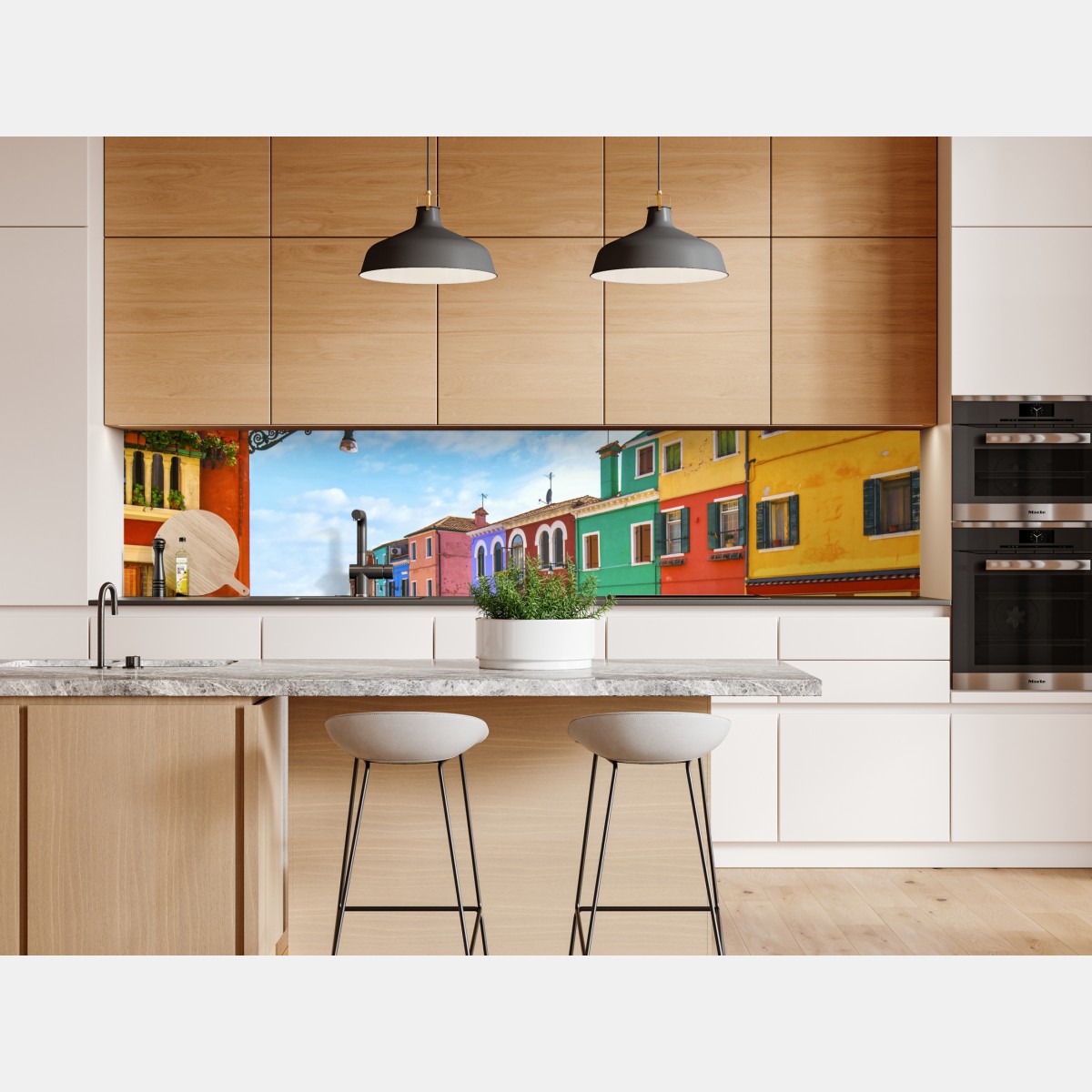 Repositionierbarer Aufkleber bunte kanalhäuser von Burano – Wallnifity® Repositionierbarer Aufkleber bunte kanalhäuser von Burano – Wallnifity®