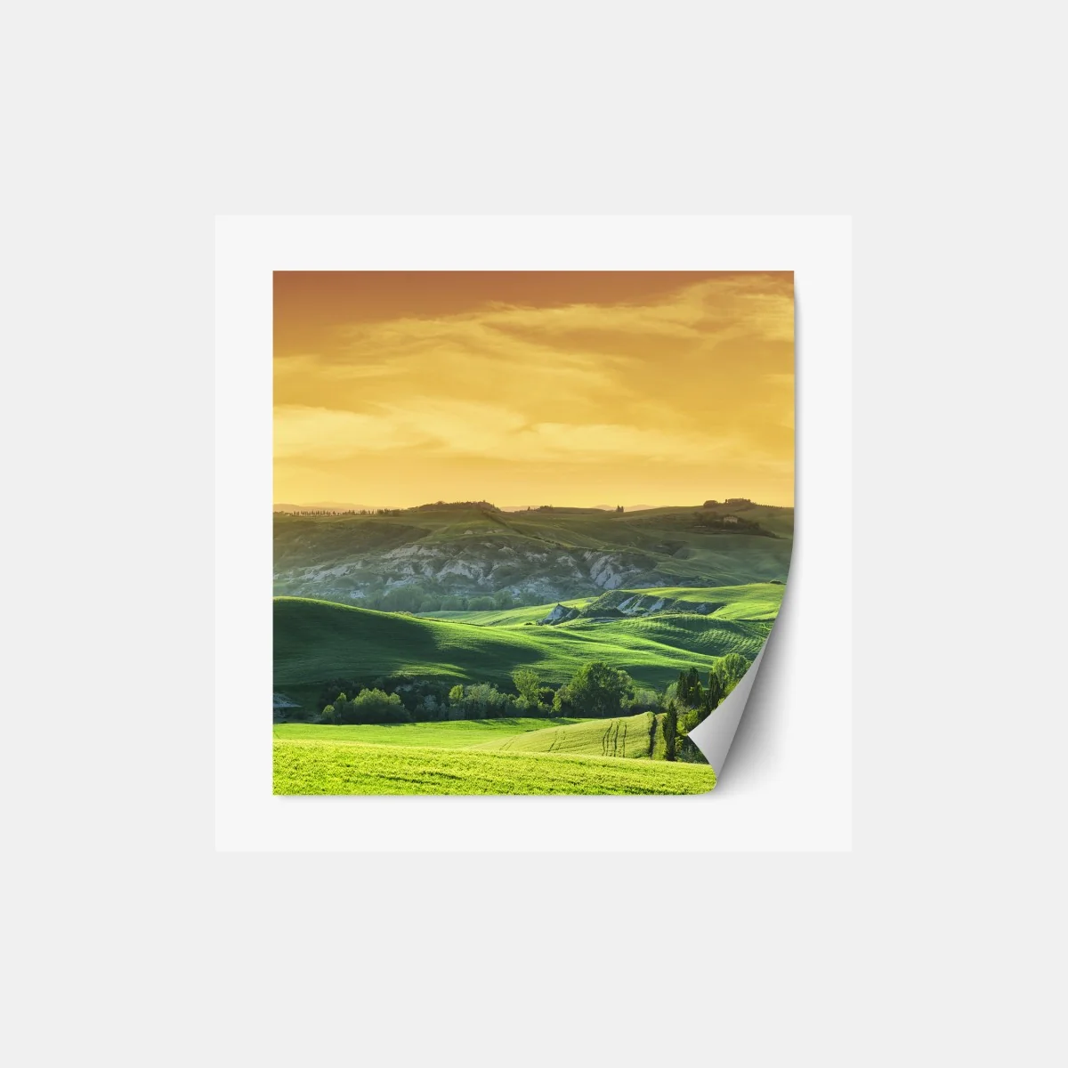 Repositionierbarer Aufkleber Toskana hügel im sonnenuntergang – Wallnifity® Repositionierbarer Aufkleber Toskana hügel im sonnenuntergang – Wallnifity®