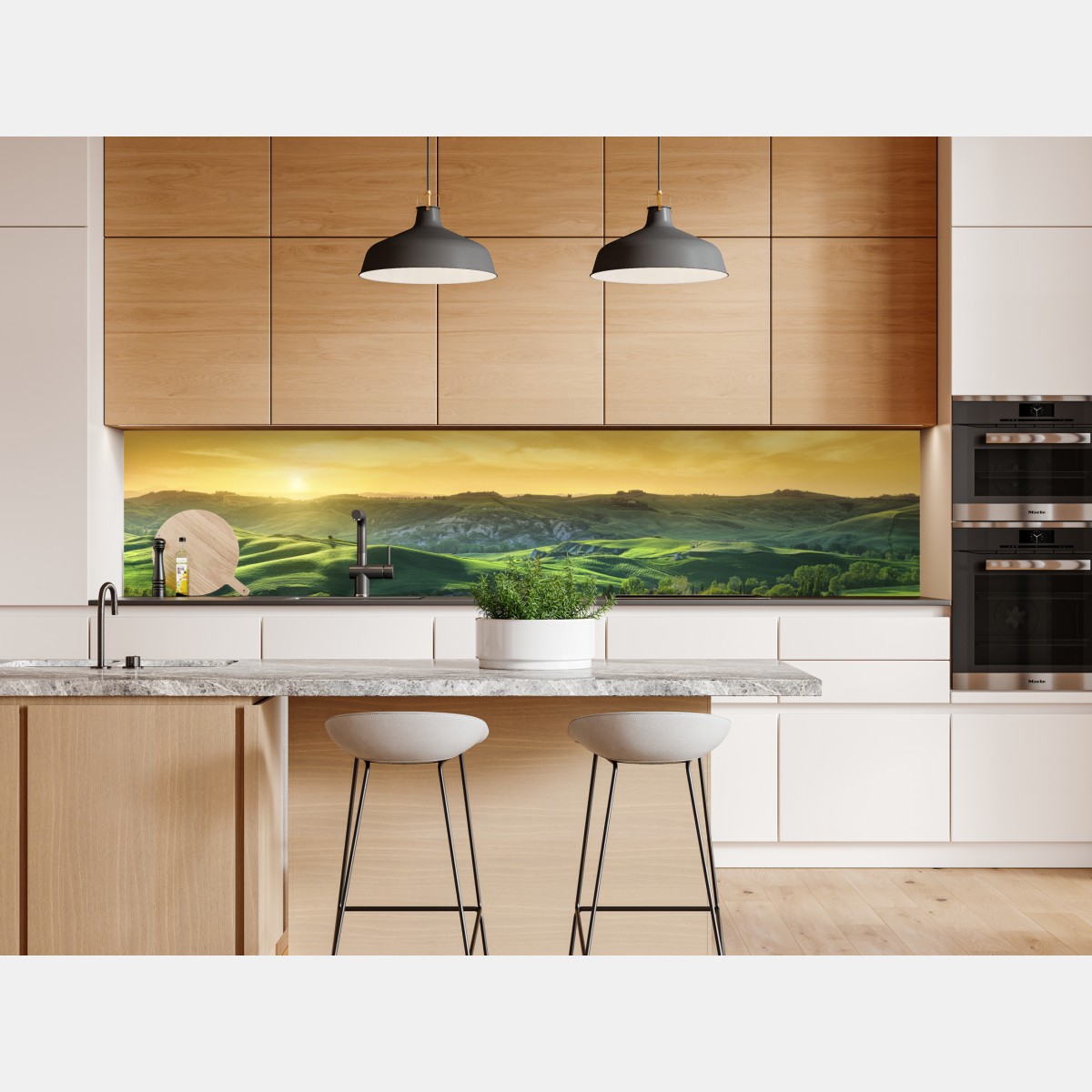 Repositionierbarer Aufkleber Toskana hügel im sonnenuntergang – Wallnifity® Repositionierbarer Aufkleber Toskana hügel im sonnenuntergang – Wallnifity®